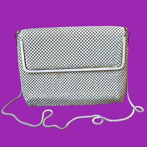 Vintage Pelle Italia White Metal Mesh Evening Handbag Shoulder Bag or Clutch